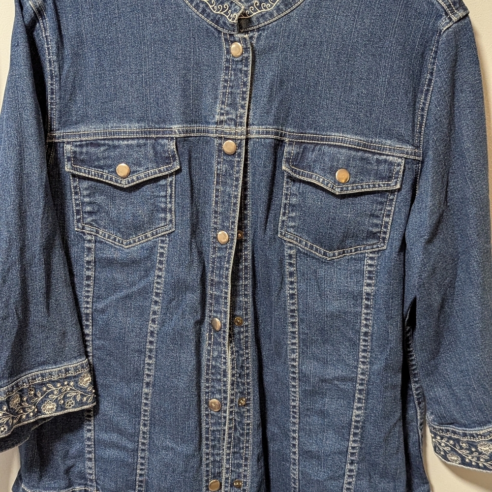 Christopher & Banks Blue Denim Jacket with Paisley Detail